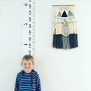 Wooden Wall Hanging Kids Growth Chart Height Measure Ruler Wall Sticker for Kids Room Home Decoration(Gray Wave)