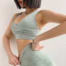 Women Sports Yoga Shock Absorbing Vest Sexy Cross Beauty Back Gathering Fitness Bra, Size: L(Green)