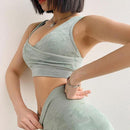 Women Sports Yoga Shock Absorbing Vest Sexy Cross Beauty Back Gathering Fitness Bra, Size: L(Green)
