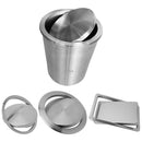 Embedded Type Stainless Steel Swing Cover Flip Kitchen Countertop Trash Can Lid Cap, Size:Square 16.2x22.7cm(Silver)