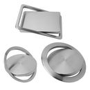 Embedded Type Stainless Steel Swing Cover Flip Kitchen Countertop Trash Can Lid Cap, Size:Square 16.2x22.7cm(Silver)