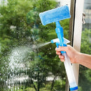 Multi-functional Double-sided Cleaning Scraper Household Tool Spray Water Brush Glass Scraping Tool Cleaner(Blue)