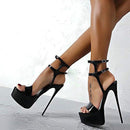 Sexy Nightclub Super High Heels, Size:39(Black)