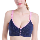 Cotton Nursing Bra Maternity Pregnancy Sports Nursing Breast Feeding Bras, Size:85C(Navy)