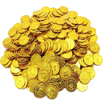 Children Pirate Treasure Toys Treasure Hunting Game Props Pirate gold Coin silver Coin copper Coin toys(Gold)
