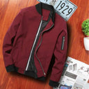 Men Zipper Jacket Male Casual Streetwear Hip Hop Slim Fit Pilot Coat Men Clothing, Size: XXXXL(Wine Red)
