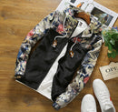 Floral Bomber Jacket Men Hip Hop Slim Fit Flowers Pilot Bomber Jacket Coat Men's Hooded Jackets, Size: M(Black)
