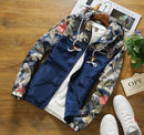 Floral Bomber Jacket Men Hip Hop Slim Fit Flowers Pilot Bomber Jacket Coat Men's Hooded Jackets, Size: M(Navy Blue)