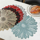 2 PCS Sunflower Shape Household Fashion PVC Dining Table Placemat Europe Style Kitchen Tools Tableware Pad Coaster Coffee Tea Place Mat(Black)