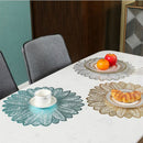 2 PCS Sunflower Shape Household Fashion PVC Dining Table Placemat Europe Style Kitchen Tools Tableware Pad Coaster Coffee Tea Place Mat(Black)