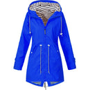 Women Waterproof Rain Jacket Hooded Raincoat, Size:S(Blue)