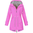 Women Waterproof Rain Jacket Hooded Raincoat, Size:M(Rose Red)