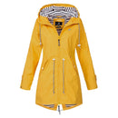Women Waterproof Rain Jacket Hooded Raincoat, Size:L(Yellow)