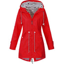 Women Waterproof Rain Jacket Hooded Raincoat, Size:XL(Red)