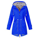 Women Waterproof Rain Jacket Hooded Raincoat, Size:XL(Blue)