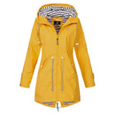 Women Waterproof Rain Jacket Hooded Raincoat, Size:XXXL(Yellow)
