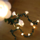 3m 20 LEDs Solar Simulation Green Leaf Rattan Rose Flower Vine LED Light String Garland Decoration