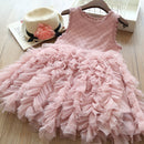 Summer Girls Sleeveless Tutu Lace Dress, Kid Size:100cm(Pink)