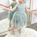 Summer Girls Sleeveless Tutu Lace Dress, Kid Size:100cm(Pink)