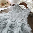 Summer Girls Sleeveless Tutu Lace Dress, Kid Size:130cm(Pink)