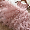 Summer Girls Sleeveless Tutu Lace Dress, Kid Size:130cm(Pink)