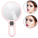 Portable Handheld Folding Adjustable Mount Magnifying Makeup Mirror, Size:2 Times(Pink)