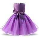 Purple Girls Sleeveless Rose Flower Pattern Bow-knot Lace Dress Show Dress, Kid Size: 120cm