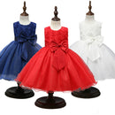 Purple Girls Sleeveless Rose Flower Pattern Bow-knot Lace Dress Show Dress, Kid Size: 120cm