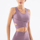 Women Solid Lace-Up Sports T-Shirt Personality Sleeveless Quick-drying Vest Running Fitness Yoga Top, Size:S(Purple)