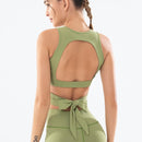 Women Solid Lace-Up Sports T-Shirt Personality Sleeveless Quick-drying Vest Running Fitness Yoga Top, Size:S(Green)