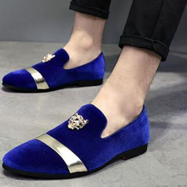 Pointy Lazy Set Foot Nightclub Men British Leather Shoes, Size:41(Blueâ… )