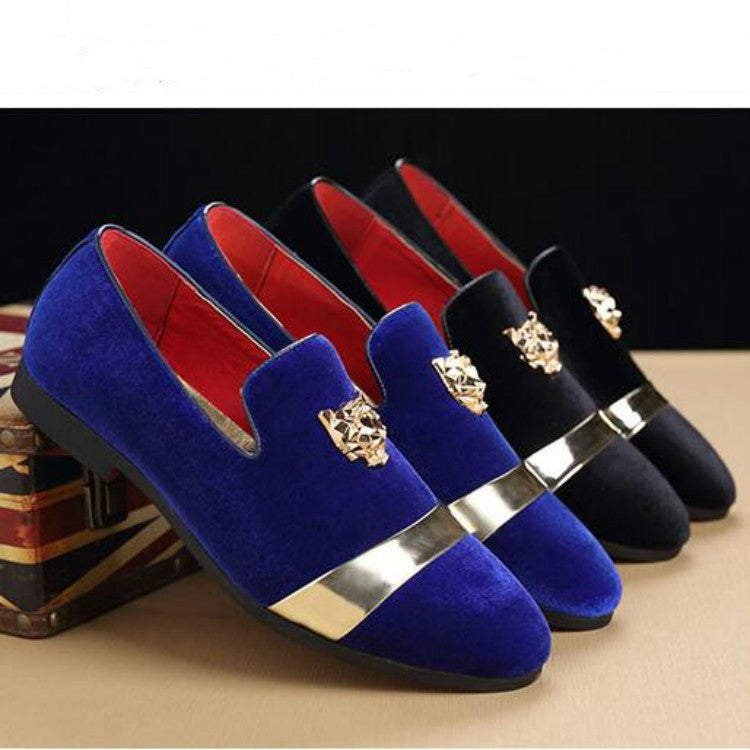 Pointy Lazy Set Foot Nightclub Men British Leather Shoes, Size:41(Blueâ… )