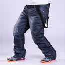 Men Snow Pants Cowboy Style Winter Outdoor Snowboarding Skiing Trousers with Belt, Size: XL(Black)