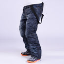 Men Snow Pants Cowboy Style Winter Outdoor Snowboarding Skiing Trousers with Belt, Size: XL(Black)