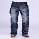 Men Snow Pants Cowboy Style Winter Outdoor Snowboarding Skiing Trousers with Belt, Size: XL(Black)