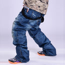 Men Snow Pants Cowboy Style Winter Outdoor Snowboarding Skiing Trousers with Belt, Size: XL(Black)