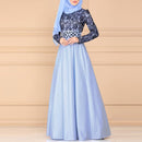 Lace Stitching Retro Large Swing Dress Ethnic Style Long-Sleeved Slim Dress, Size:M(Red)