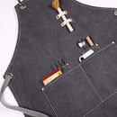 Barbecue Cooking Bartender Antifouling Thick Canvas Apron(Black A)