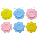 Double-sided Super Suction Cartoon Anti-collision Children Bowl Sucker(Blue Flower)