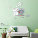 2 Sets Home DIY 3D Stereo Decorative Fashion Coffee Wall Clock Acrylic Mirror Wall Sticker Coffee Clock(Silver)