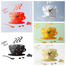 2 Sets Home DIY 3D Stereo Decorative Fashion Coffee Wall Clock Acrylic Mirror Wall Sticker Coffee Clock(Deep Gold)