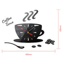 2 Sets Home DIY 3D Stereo Decorative Fashion Coffee Wall Clock Acrylic Mirror Wall Sticker Coffee Clock(Light Gold)