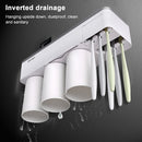 Free Punching Toothbrush Holder Set Bathroom Shelf, Style:3 Cups(Pink)