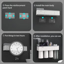 Free Punching Toothbrush Holder Set Bathroom Shelf, Style:3 Cups(Pink)