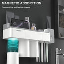 Free Punching Toothbrush Holder Set Bathroom Shelf, Style:3 Cups(Pink)