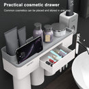 Free Punching Toothbrush Holder Set Bathroom Shelf, Style:3 Cups(Pink)