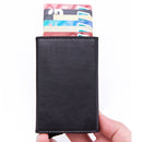 Magnetic RFID Bag Multifunctional Aluminum Automatic Pop-up Credit Card Package(Blue)