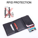 Magnetic RFID Bag Multifunctional Aluminum Automatic Pop-up Credit Card Package(Blue)