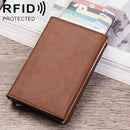 Magnetic RFID Bag Multifunctional Aluminum Automatic Pop-up Credit Card Package(Brown)
