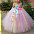 Girl Pastel Flower Children Dress Fluffy Tulle Children Wedding Evening Dress, Hppropriate Height:160cm(Pink)